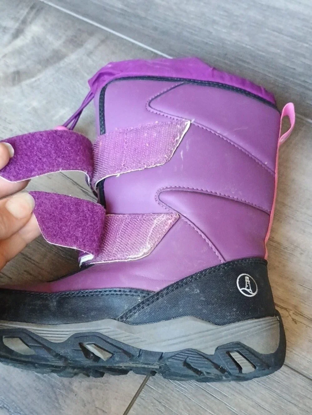 Lands' End Kids Purple Winter Boots with Velcro Straps